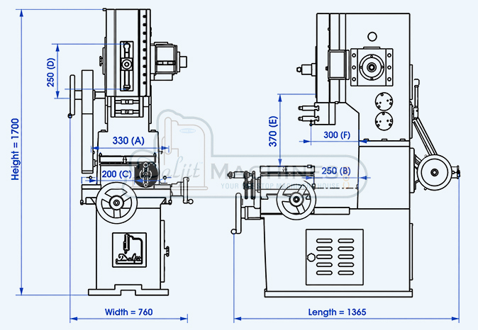 Extra heavy duty series slotting machine diagram